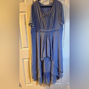 Elegant Violet Lace Detail Dress